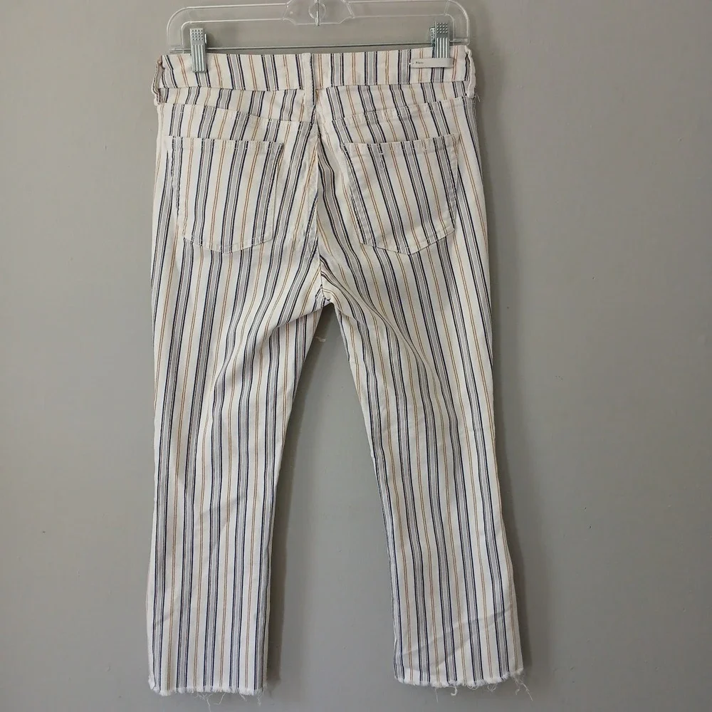 Anthropologie Pilcro Women's Size 27 High Rise Boot Cut Pants Raw Hem Striped